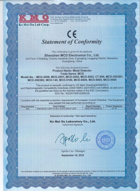 China Shenzhen MCD Electronics Co., Ltd. certificaten